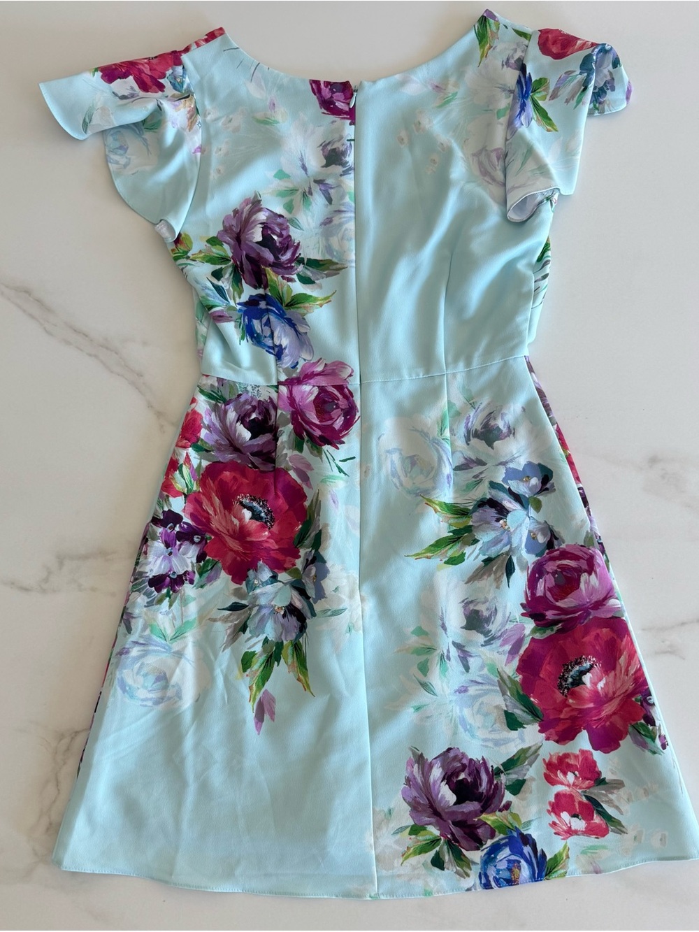 White House Black Market Light Blue Floral V-Neck Dress - Picture 2 of 3
